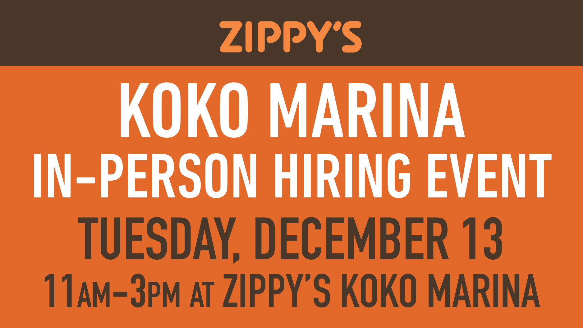 Zippy's Koko Marina In-Person Hiring Event