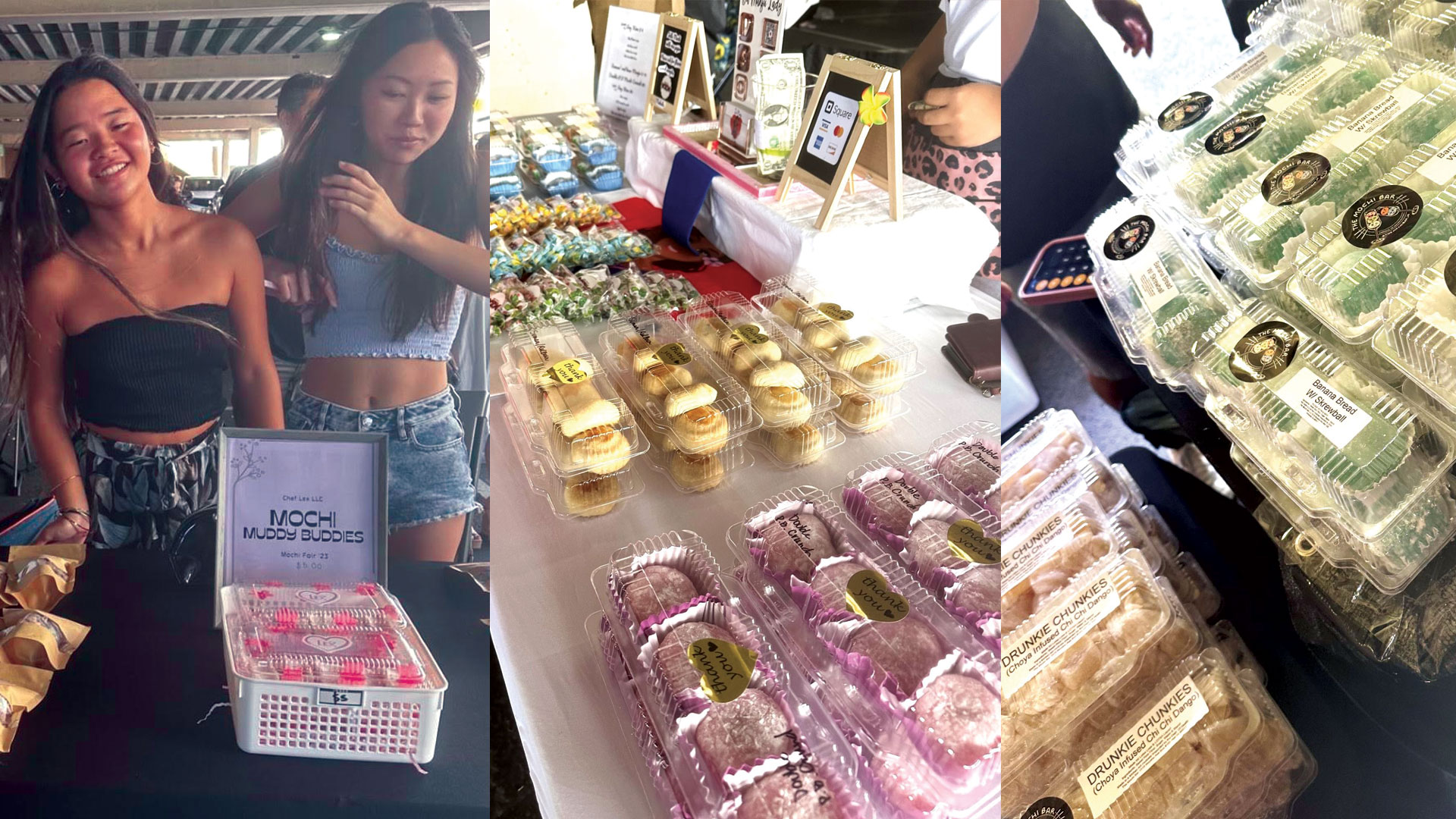 Vendors and mochi products at the Koko Marina Center Mochi Fair