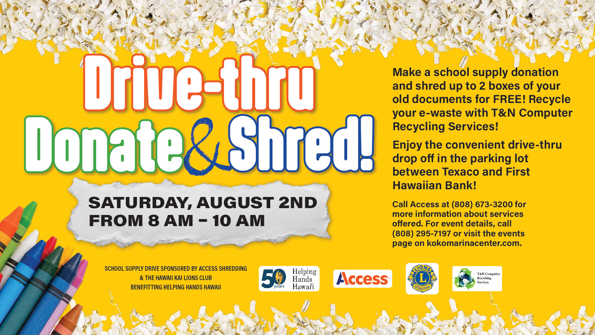 Drive-Thru, Donate & Shred Event at Koko Marina Center